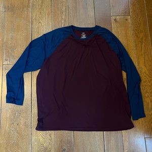 Maroon and navy baseball tee